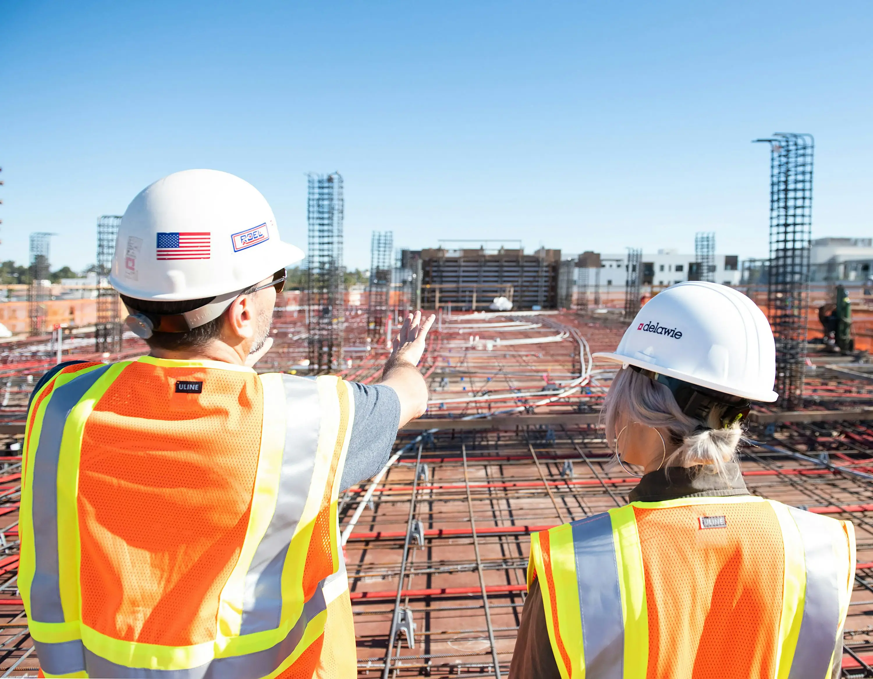 Engineers discussing construction site